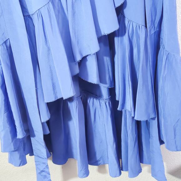 Joie Silk One Shoulder Dress Ruffle Blue Size M Romantic Evening Flow - Picture 6 of 9